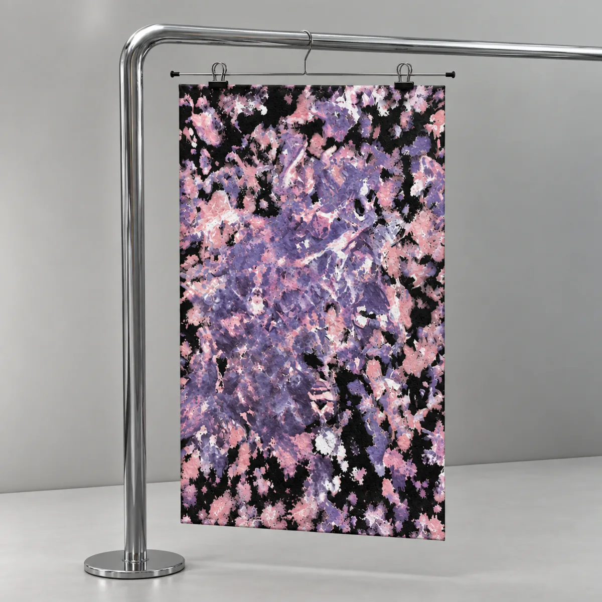 Bild im Raum — Baby Pink, Lavendel, Weiß, schwarze Leinwand