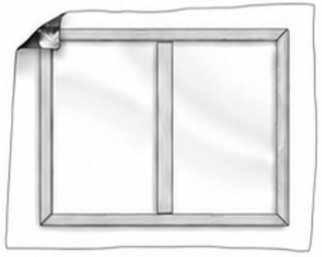 The frame centred on the canvas, crossbar facing up
