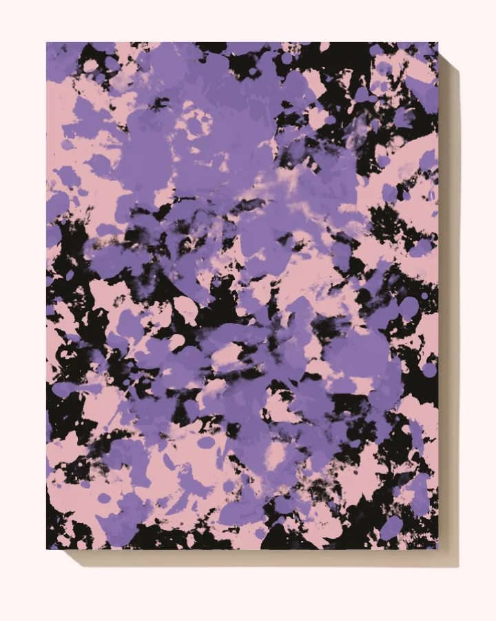 Artwork in Baby Pink, Lavender on black canvas