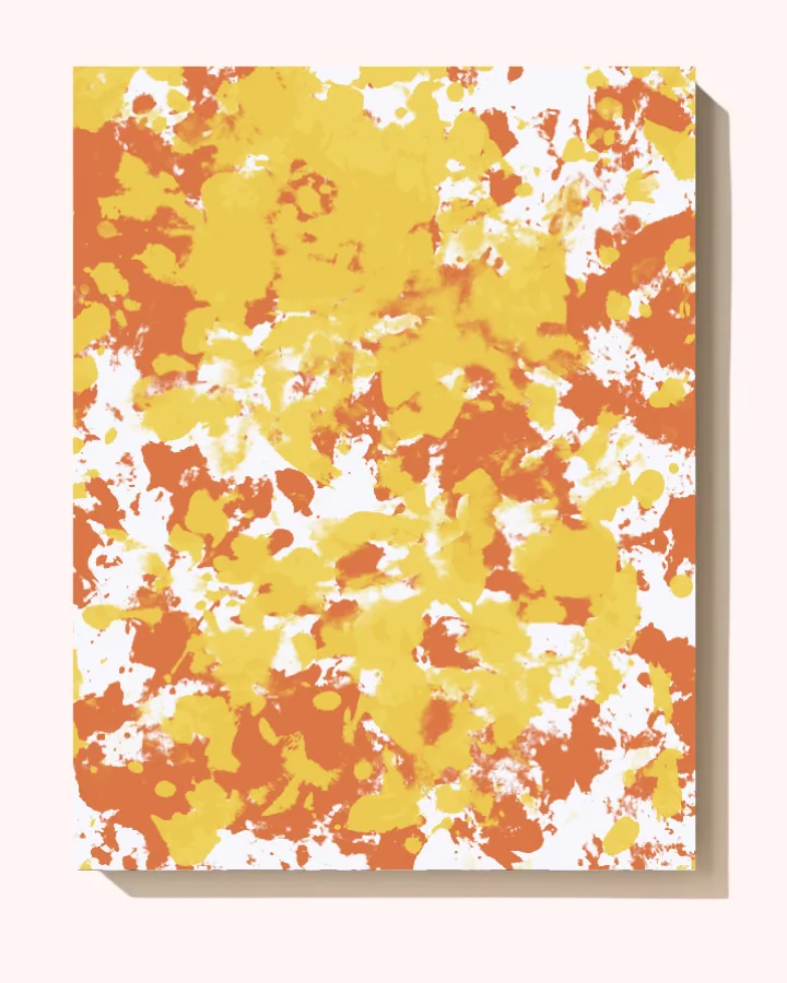 Artwork in Orange, Yellow on white canvas