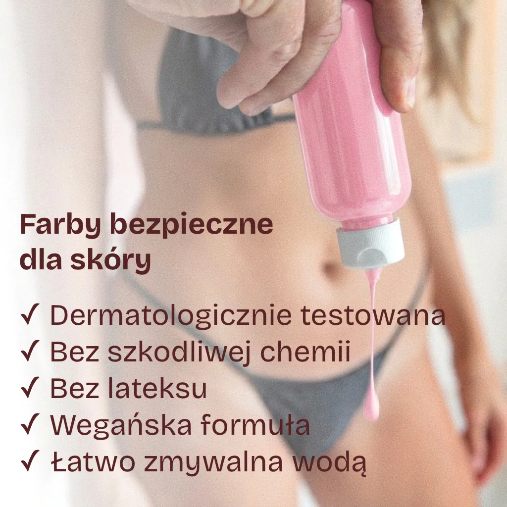 Farby bezpieczne dla skóry — dermatologicznie testowane, bez lateksu, wegańskie