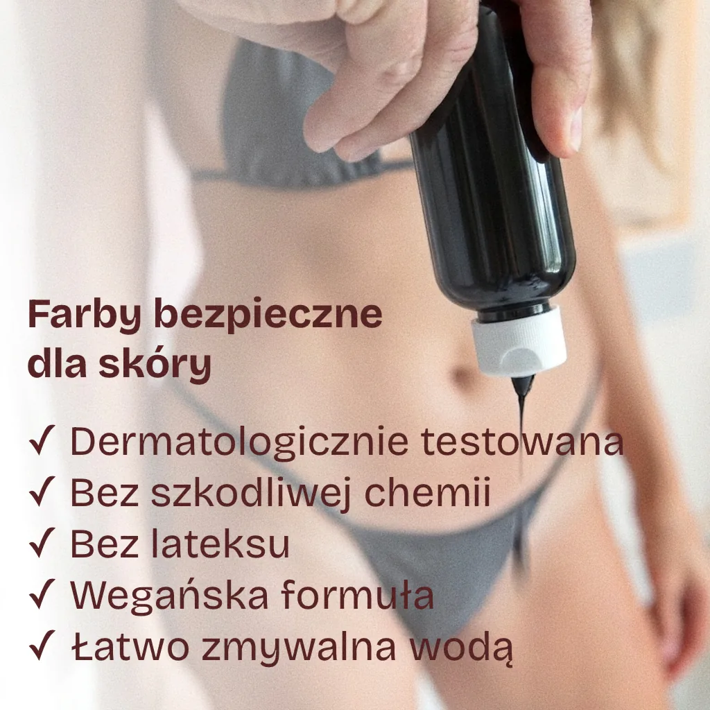 Farby bezpieczne dla skóry — dermatologicznie testowane, bez lateksu, wegańskie