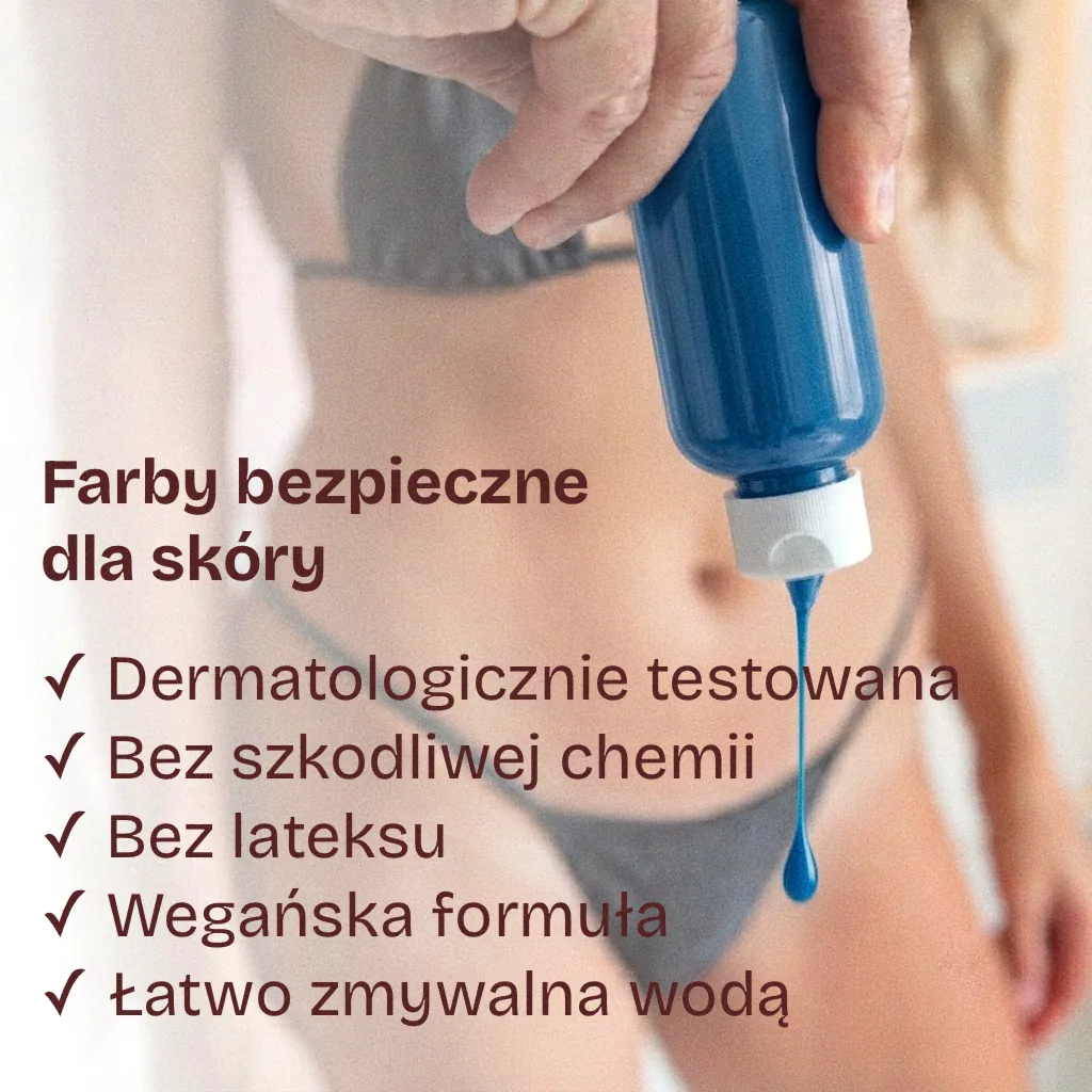 Farby bezpieczne dla skóry — dermatologicznie testowane, bez lateksu, wegańskie