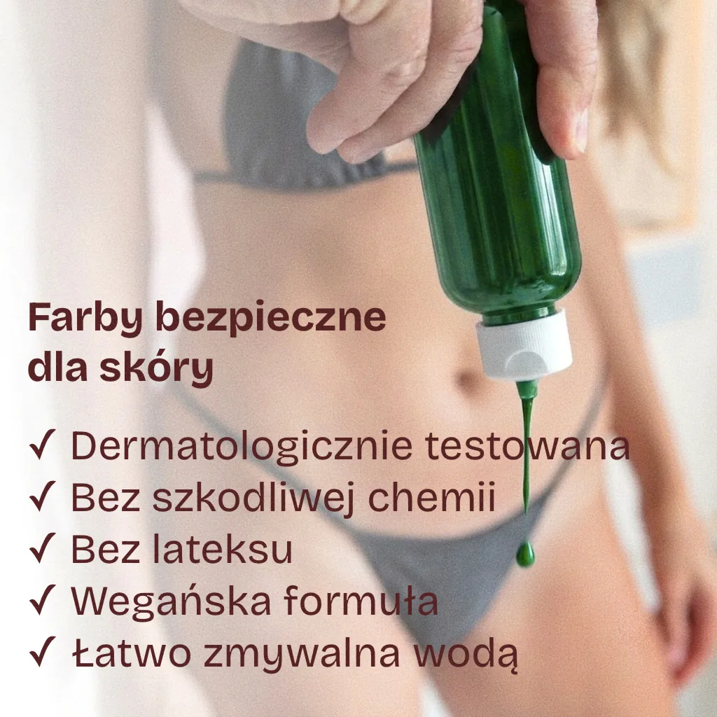 Farby bezpieczne dla skóry — dermatologicznie testowane, bez lateksu, wegańskie