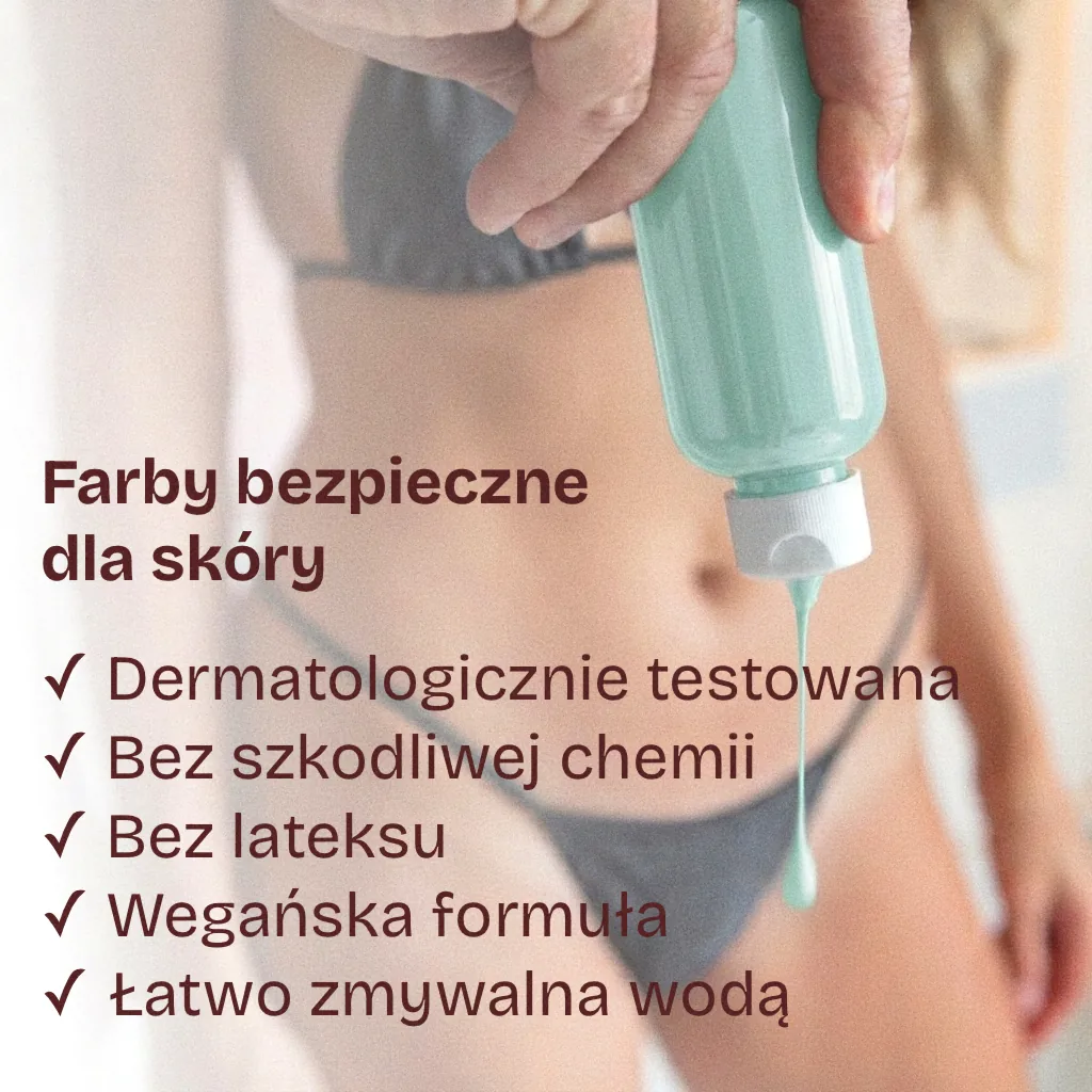Farby bezpieczne dla skóry — dermatologicznie testowane, bez lateksu, wegańskie