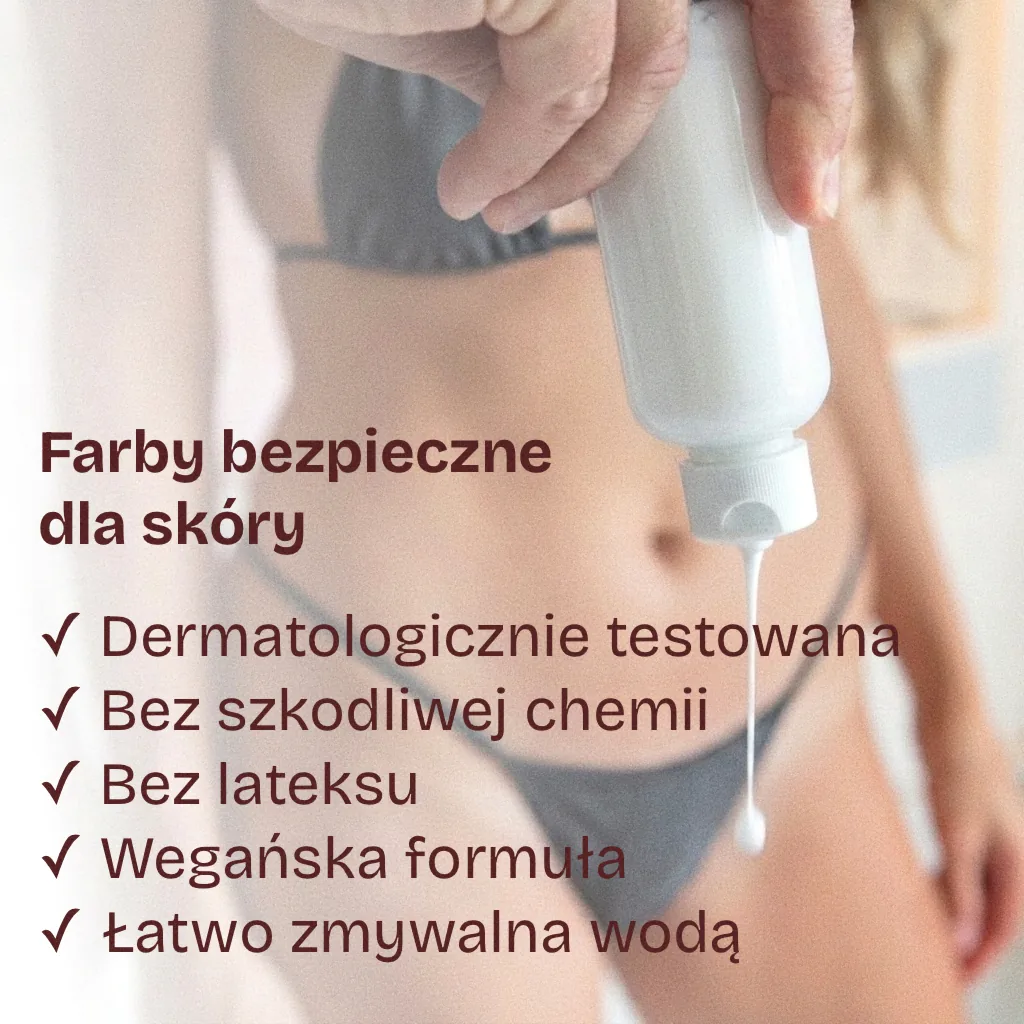 Farby bezpieczne dla skóry — dermatologicznie testowane, bez lateksu, wegańskie